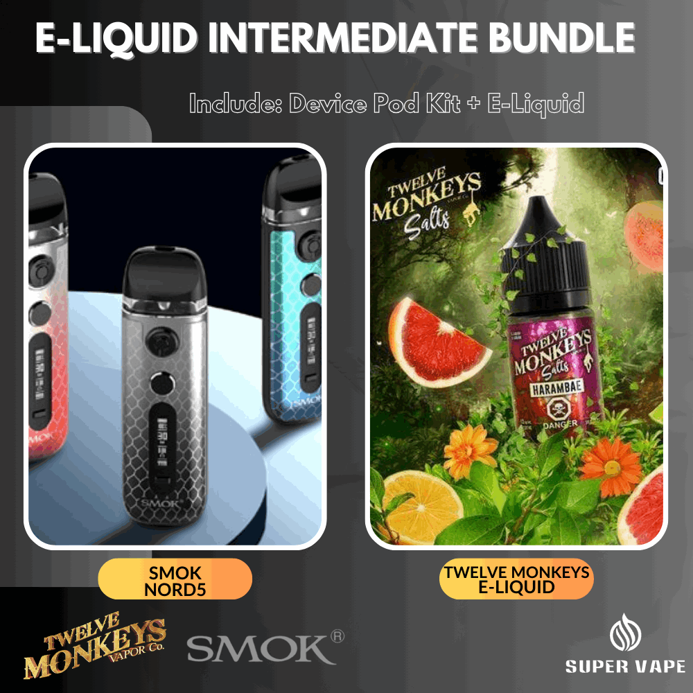  E-Liquid Intermediate Kit: SMOK Nord5 Device+12 Monkeys E-Juice