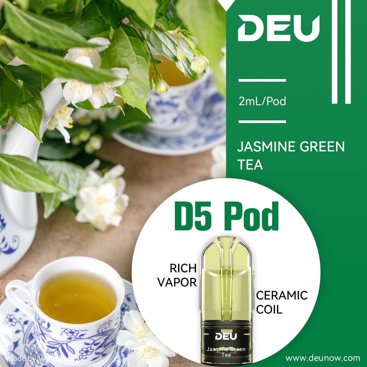  DEU D5 Vape Pods - Jasmine Green Tea