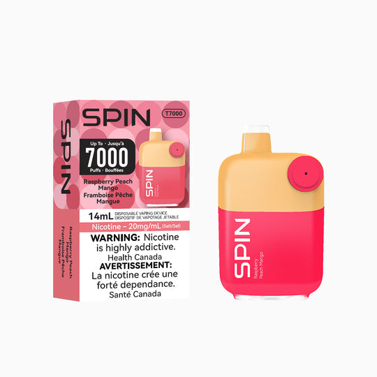Spin T7000 Disposable Rechargeable Vape - Raspberry Peach Mango