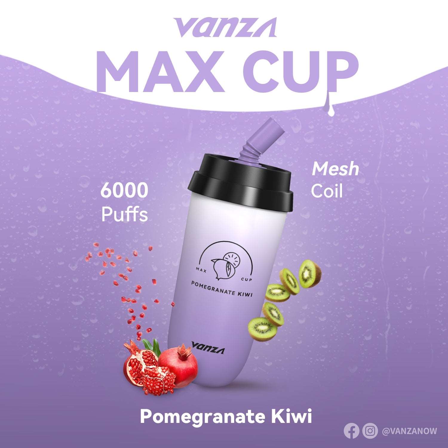 Vanza Max Cup 6000Puffs Disposable Vape - pomegranate kiwi