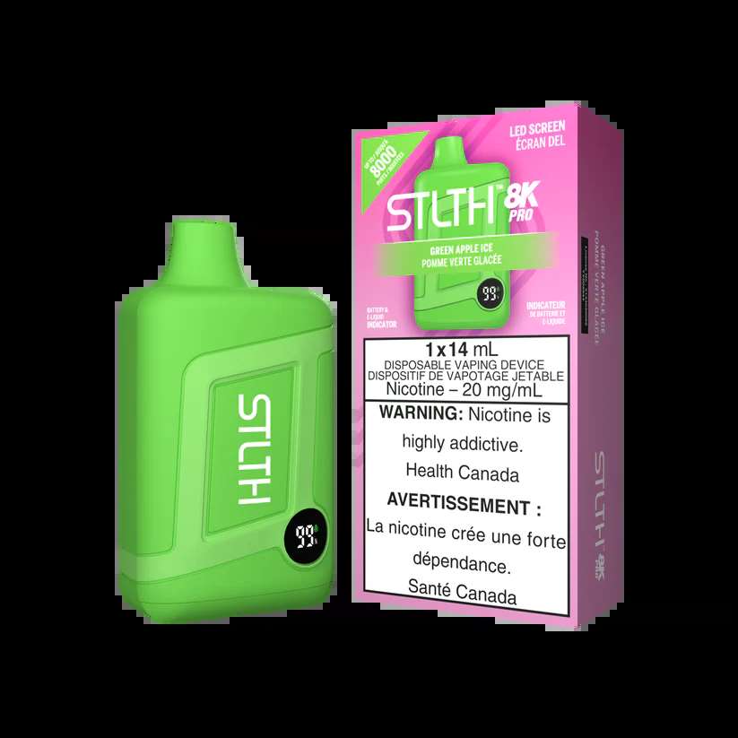 STLTH 8K Pro Disposable Vapes - Green Apple Ice